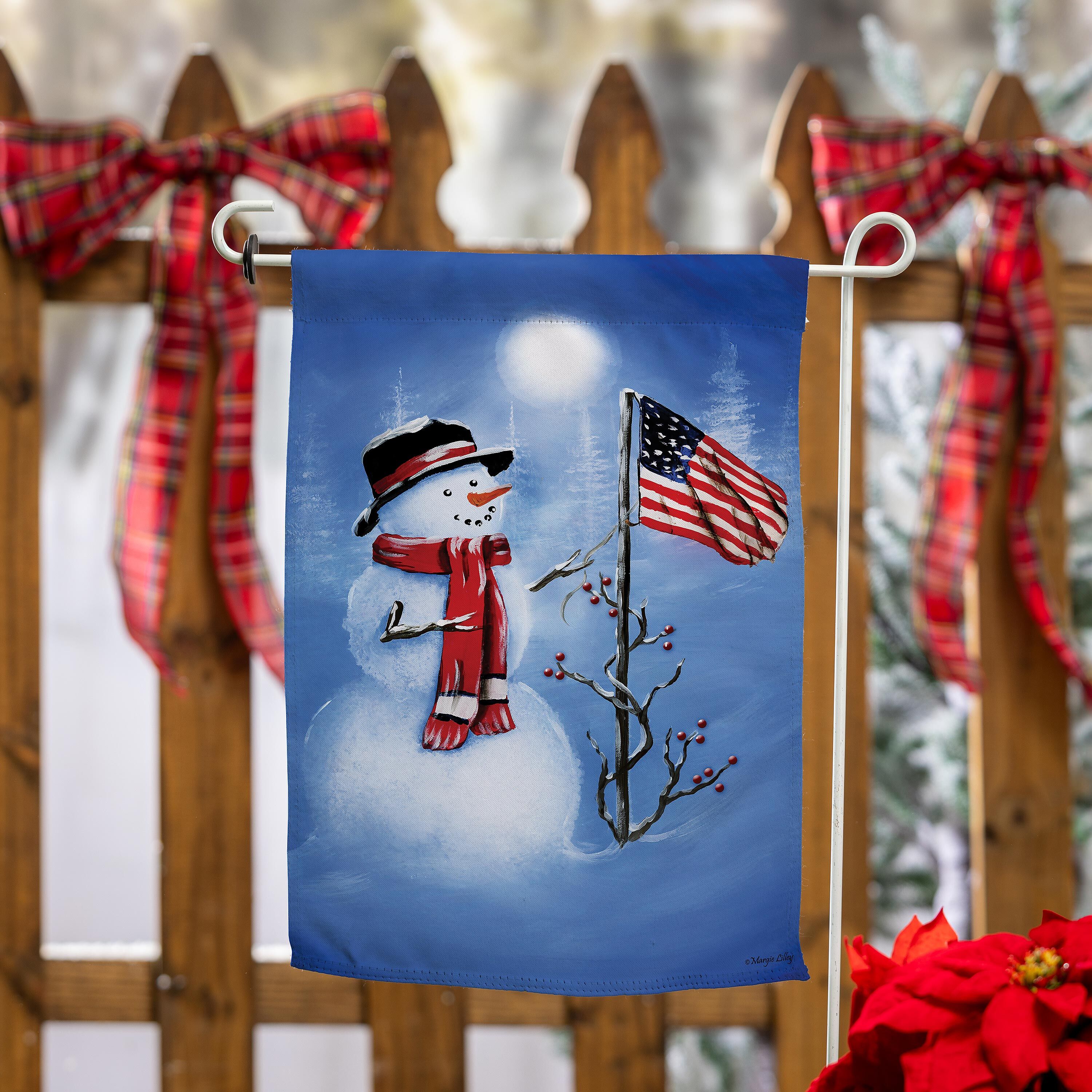 Evergreen Snowman Garden Flag