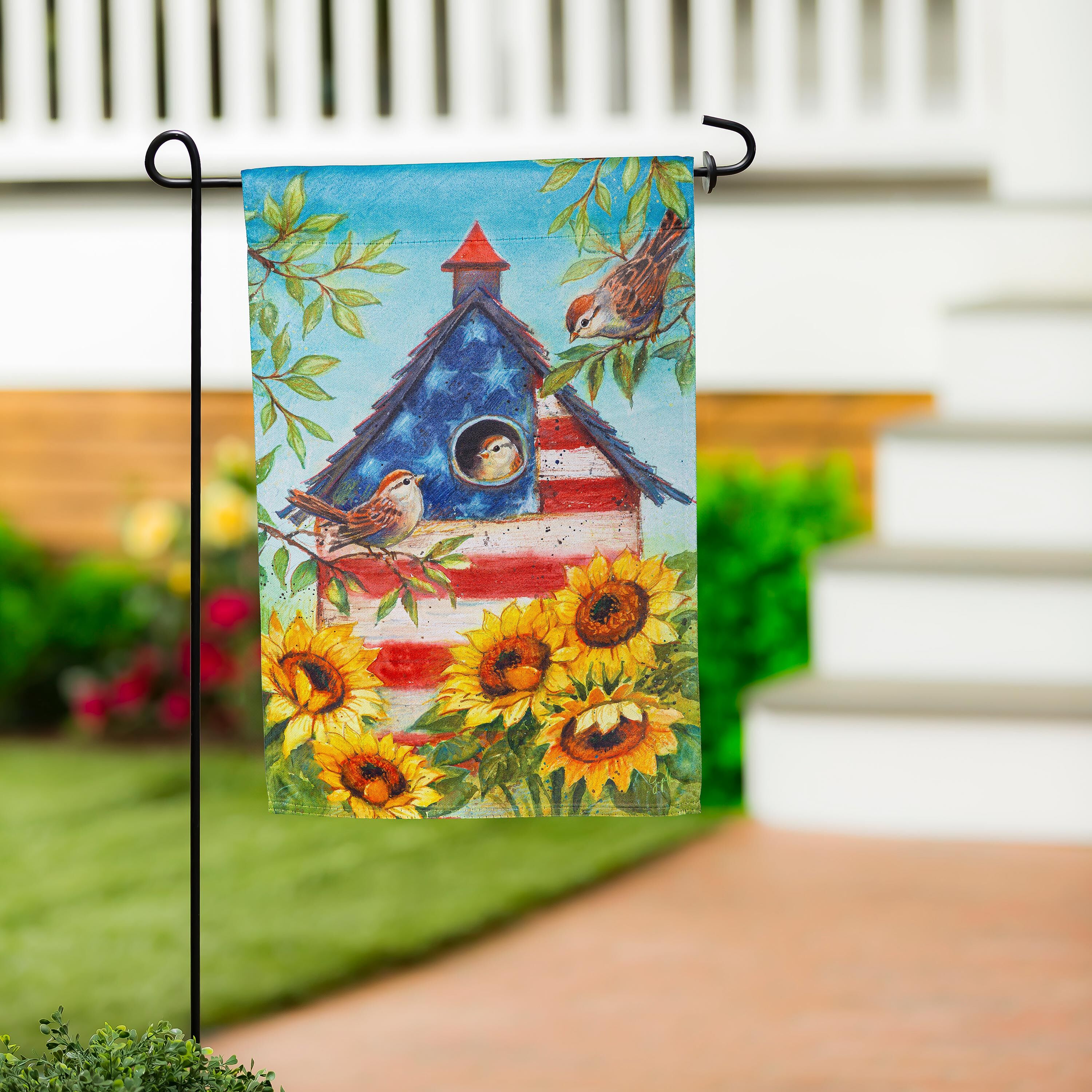 Evergreen Stars and Sparrows Garden Flag