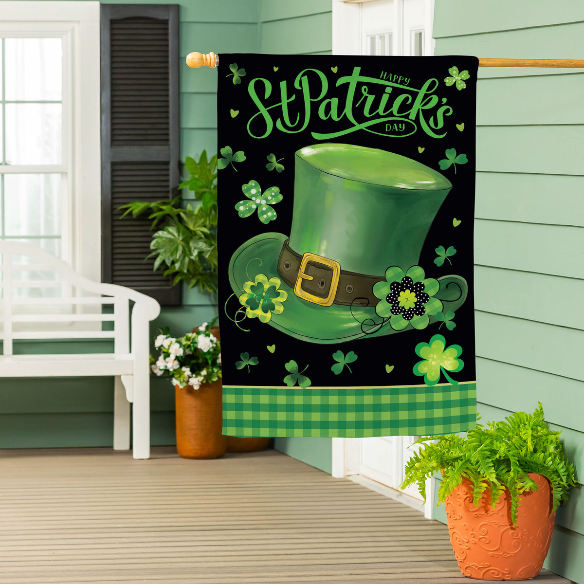 St. Patrick's Day Hat Suede House Flag – Evergreen