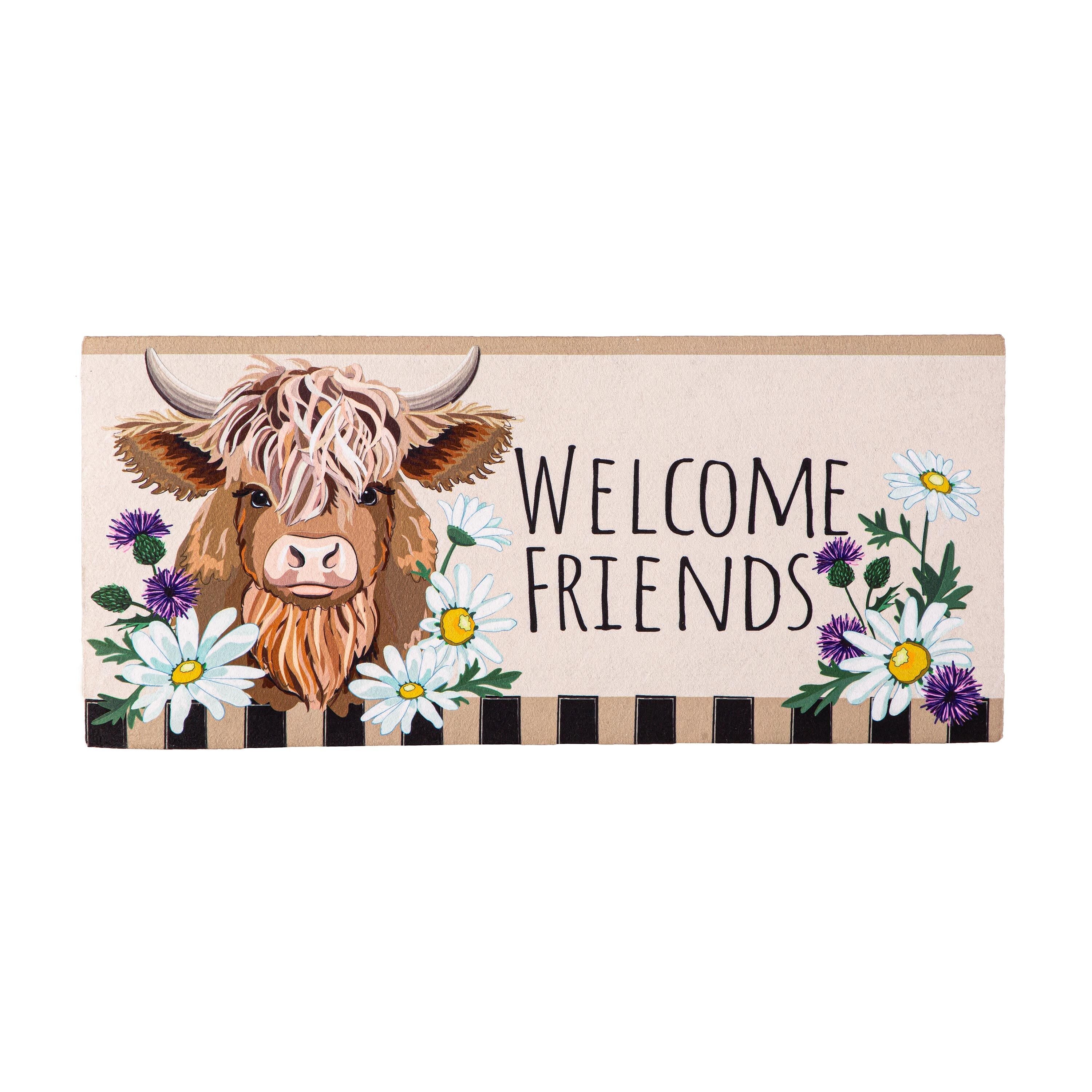 Highland Cow Welcome Friends Sassafras Switch Mat – Evergreen