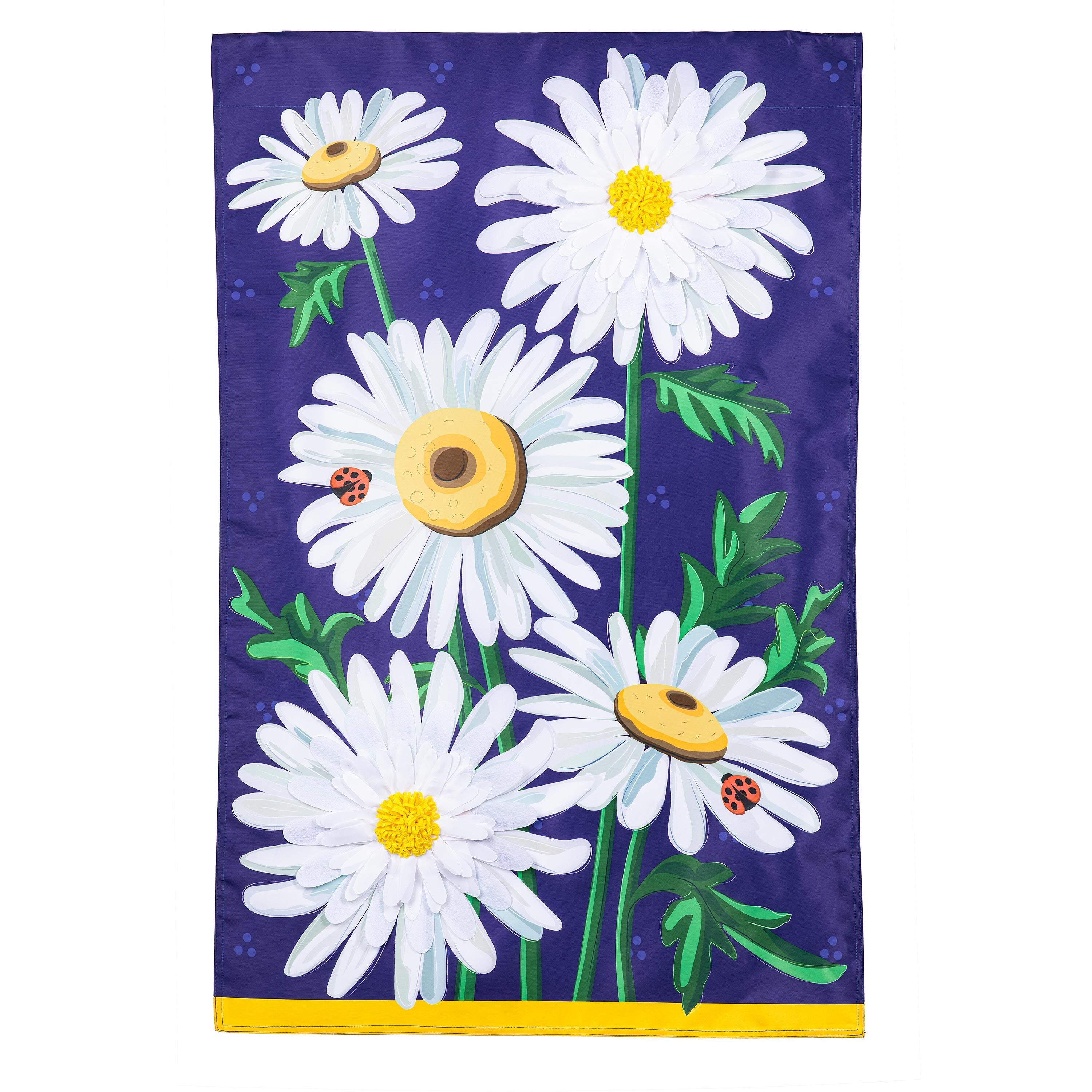 Daisy Days Applique House Flag – Evergreen