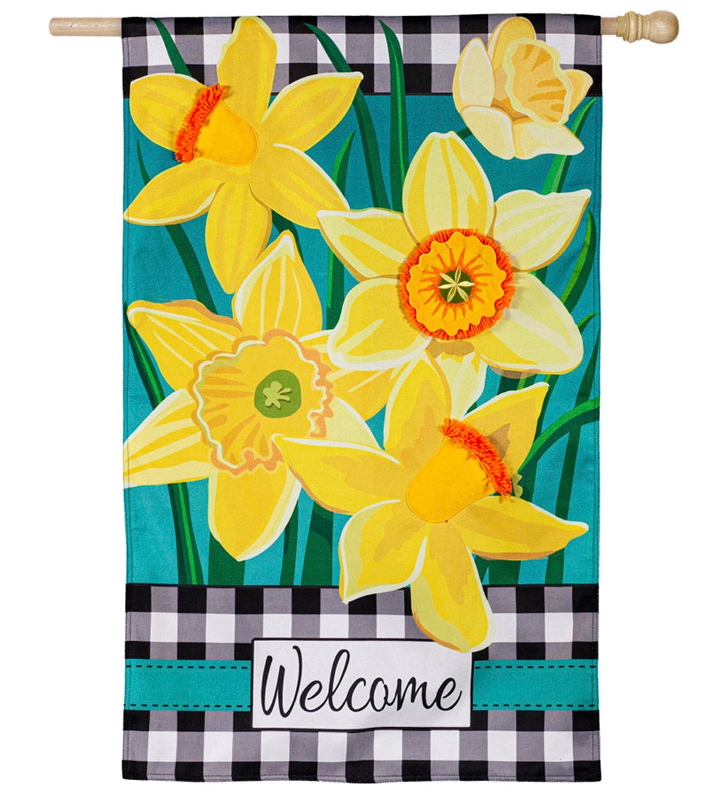 Daffodil Garden House Burlap Flag