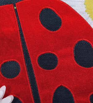 Ladybug with Checks Garden Burlap Flag