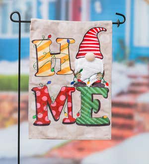 Home Gnome Garden Burlap Flag