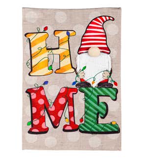 Home Gnome Garden Burlap Flag