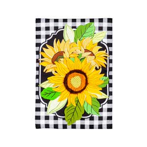 Sunflowers and Checks Garden Linen Flag