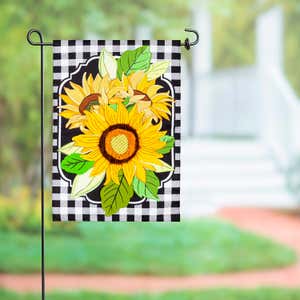 Sunflowers and Checks Garden Linen Flag