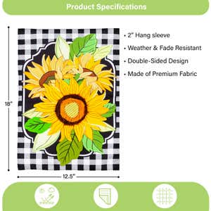 Sunflowers and Checks Garden Linen Flag