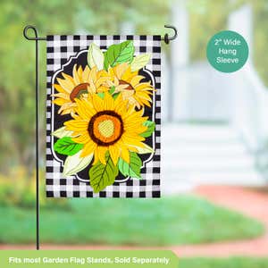 Sunflowers and Checks Garden Linen Flag