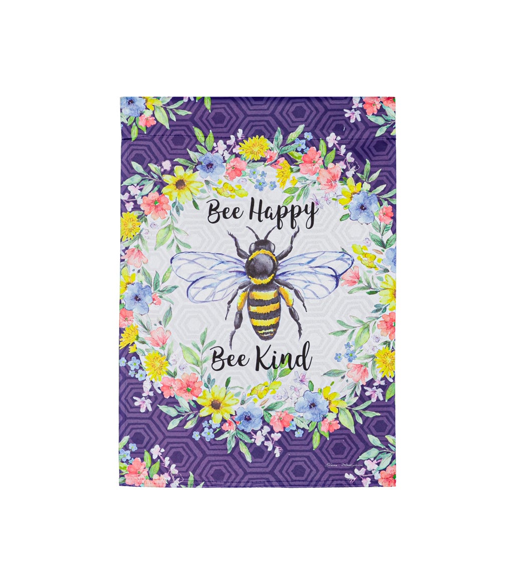 Bee Happy Bee Kind Garden Suede Flag