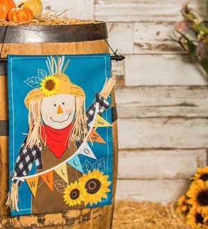 Fall Scarecrow Welcome Garden Applique Flag