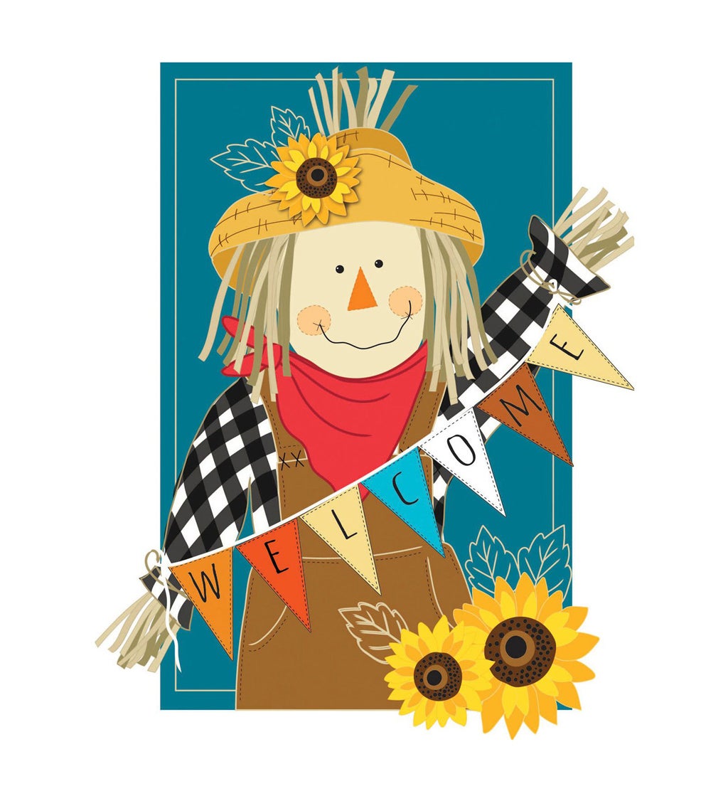 Fall Scarecrow Welcome Garden Applique Flag