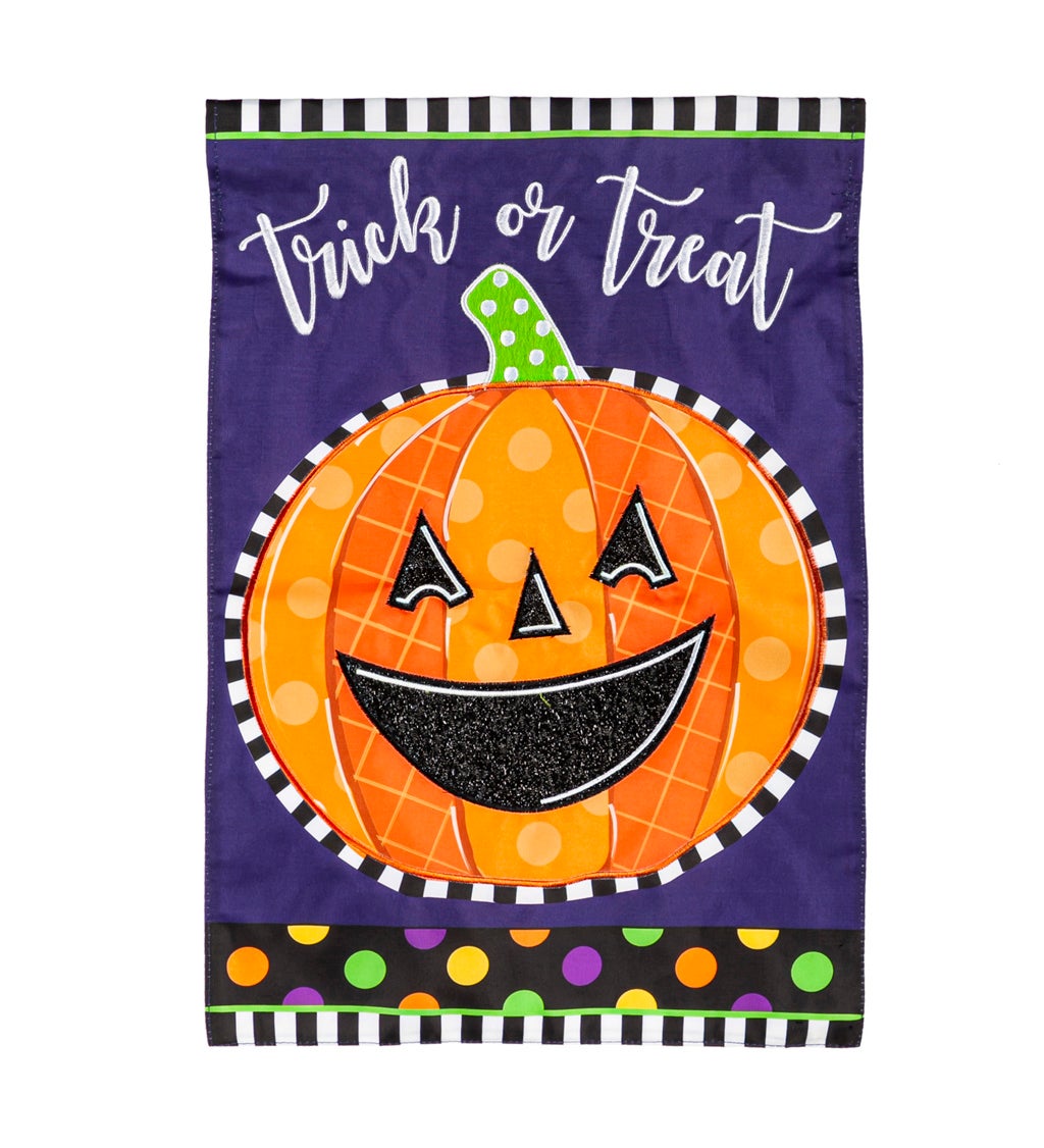 Patterned Jack-o-Lantern Garden Applique Flag