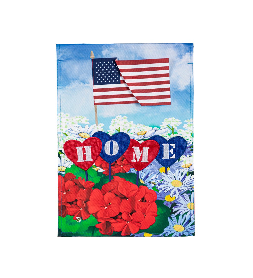 Patriotic Home in Hearts Garden Applique Flag