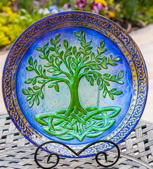 18" Glass Birdbath, Tree of Life