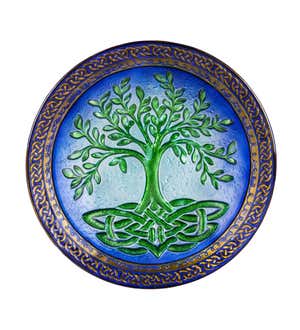 18" Glass Birdbath, Tree of Life