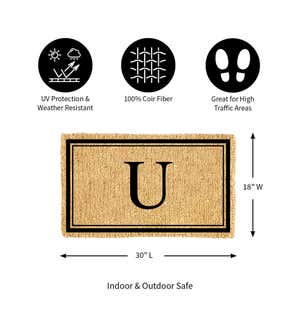 Monogram "U", Woven Coir Mat, 30 X 18"