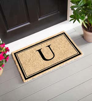 Monogram "U", Woven Coir Mat, 30 X 18"
