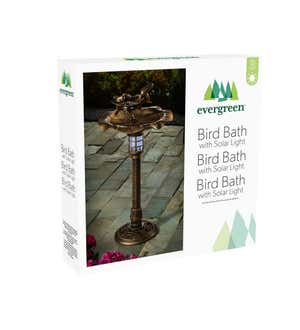 Bird on Branch Gold Finish Solar Plastic Bird Bath