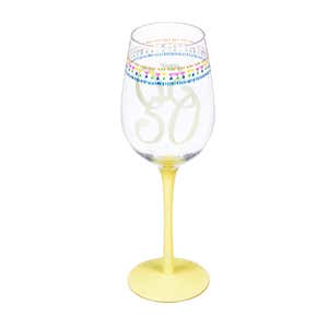 Color Changing Wine Glass, 12 Oz, Birthday Confetti 50th