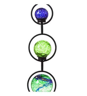 Glow in the Dark Art Glass Stacked Globes with Metal Frame