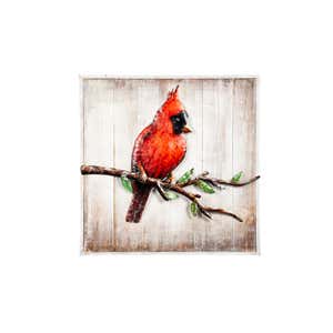24"x 24" Wood and Metal Painted Red Cardinal Wall Décor