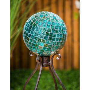 Mosaic Glass Gazing Ball, Turquoise Mosaic
