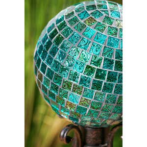 Mosaic Glass Gazing Ball, Turquoise Mosaic