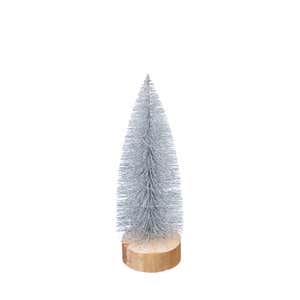 Set of 3 Silver Glitter LED Bottlebrush Trees