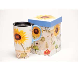 Evergreen Ceramic Travel Cup with Box, Desert Cacti Floral- 17 Oz Travel  Cup with Leakproof Lid