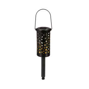 Evergreen Garden Outdoor Decor 8.5H Battery Operated Twinkling Light Bulb Lantern, Black with Brushed Gold, Set of 2